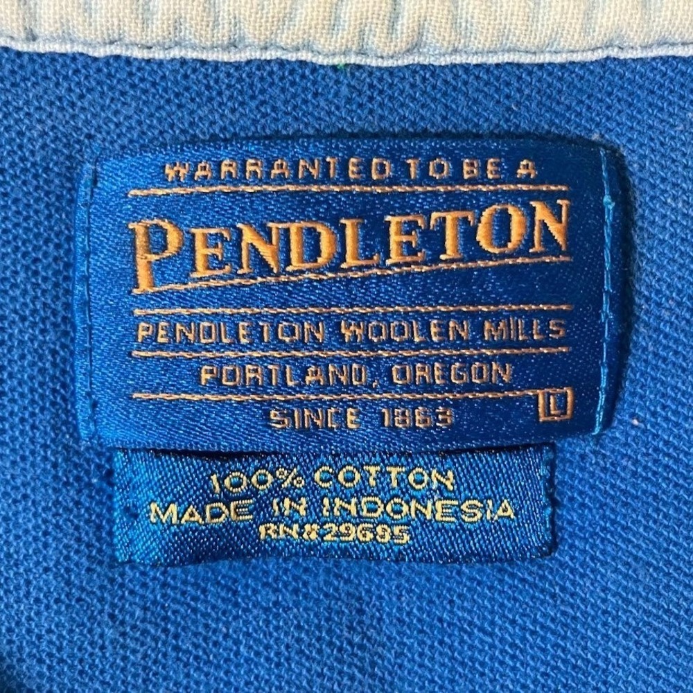 Pendleton Mens Large Green Sailboat Nautical Print Cotton Pique Polo Shirt L - Picture 2 of 9
